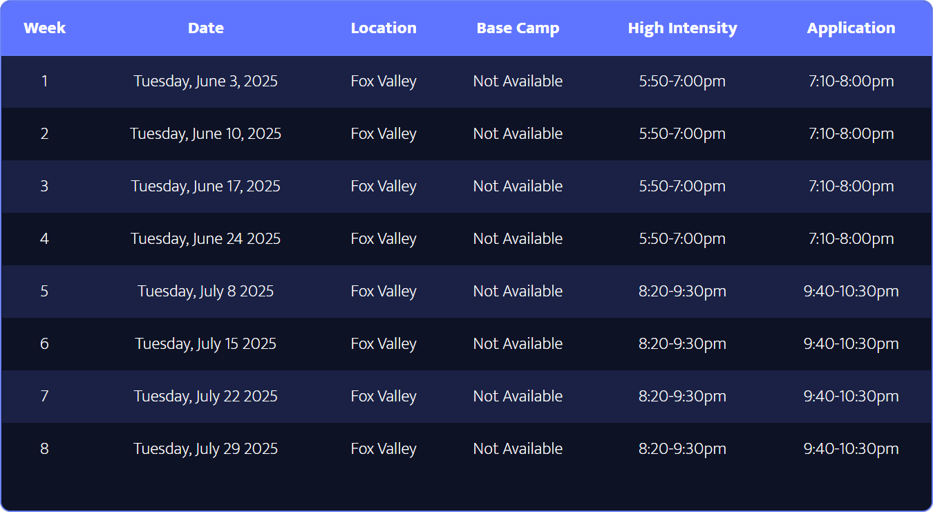 Fox Valley Schedule