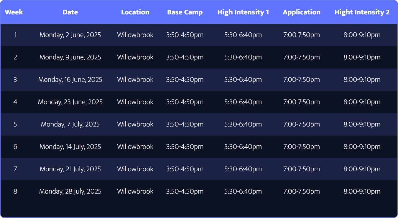 Willowbrook Schedule